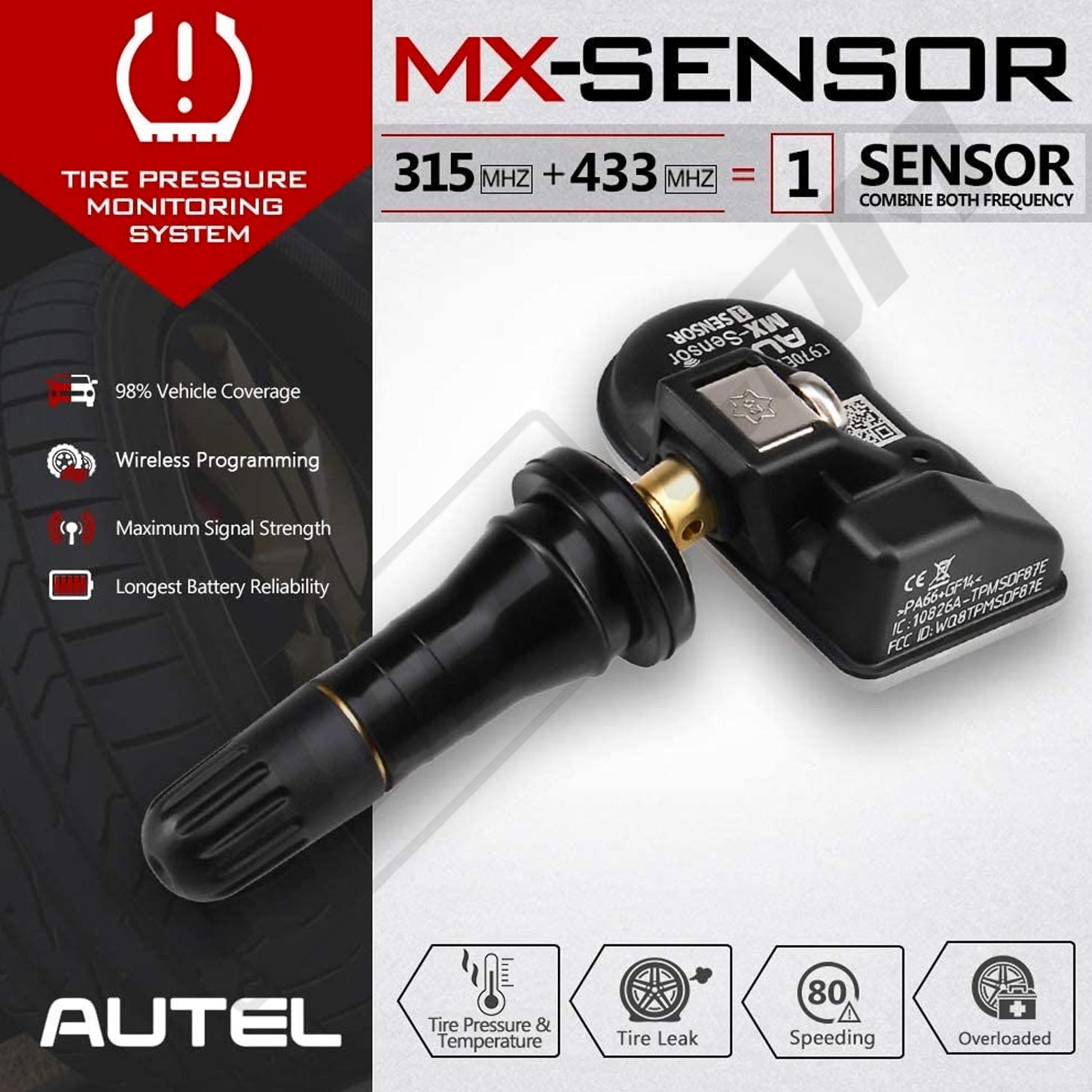4 x Autel MX-Sensor 315MHz + 433MHz 